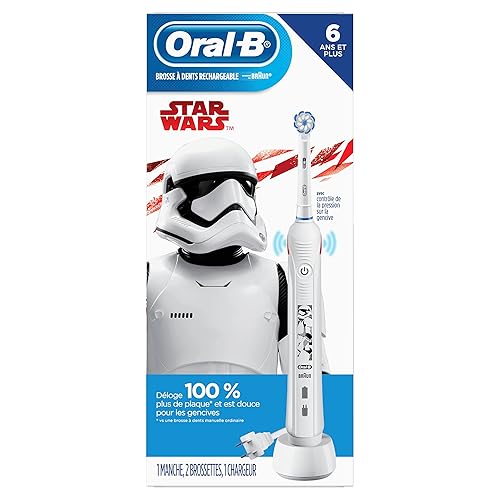 Miniatura 4 de Oral-B Cepillo de dientes eléctrico para niños con cabezales de cepillo de repuesto con Star Wars para niños de 6 años