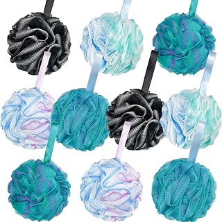 Panxxsen 10 Pack Exfoliating Bath Sponges Shower Loofahs 40g Mesh Poufs Body Scrubbers for Women Men 5 Colors