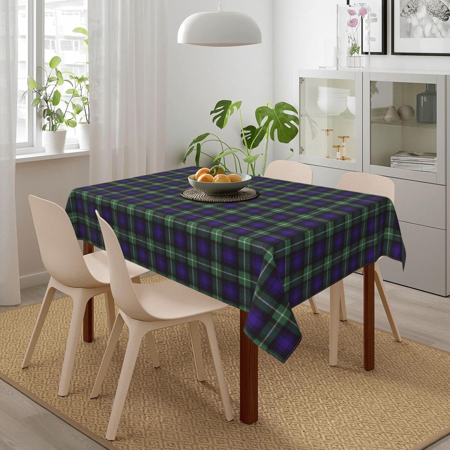 Washable Tablecloth, Lamont Clan Plaid Scottish Tartan Rectangle Table Cover, Spillproof & Wrinkle-Free, for Farmhouse, Kitchen, Dining Room, Picnic Parties, 54 X 72 Inches