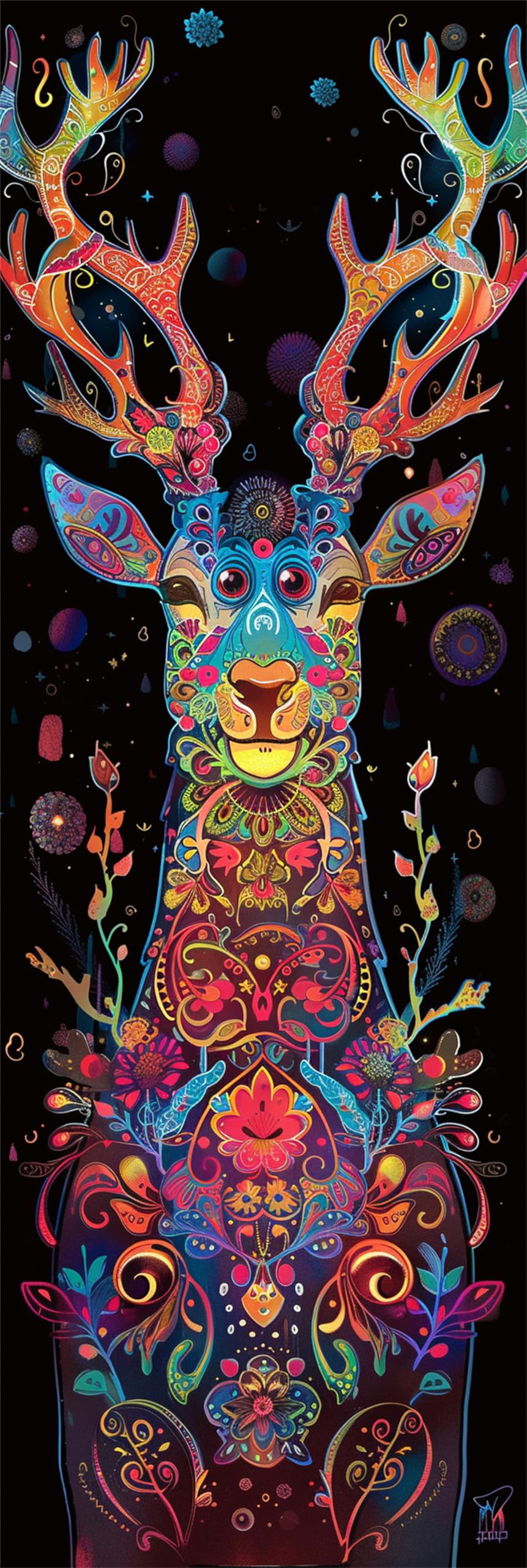 Malen Nach Zahlen Reh, Fantasie Malen Nach Zahlen Erwachsene DIY Paint by Numbers Anfänger Kinder Gemälde inklusive Pinsel und Acrylfarben Ölgemälde Leinwand Bastelset für Frau Geschenke,80x240cm -940