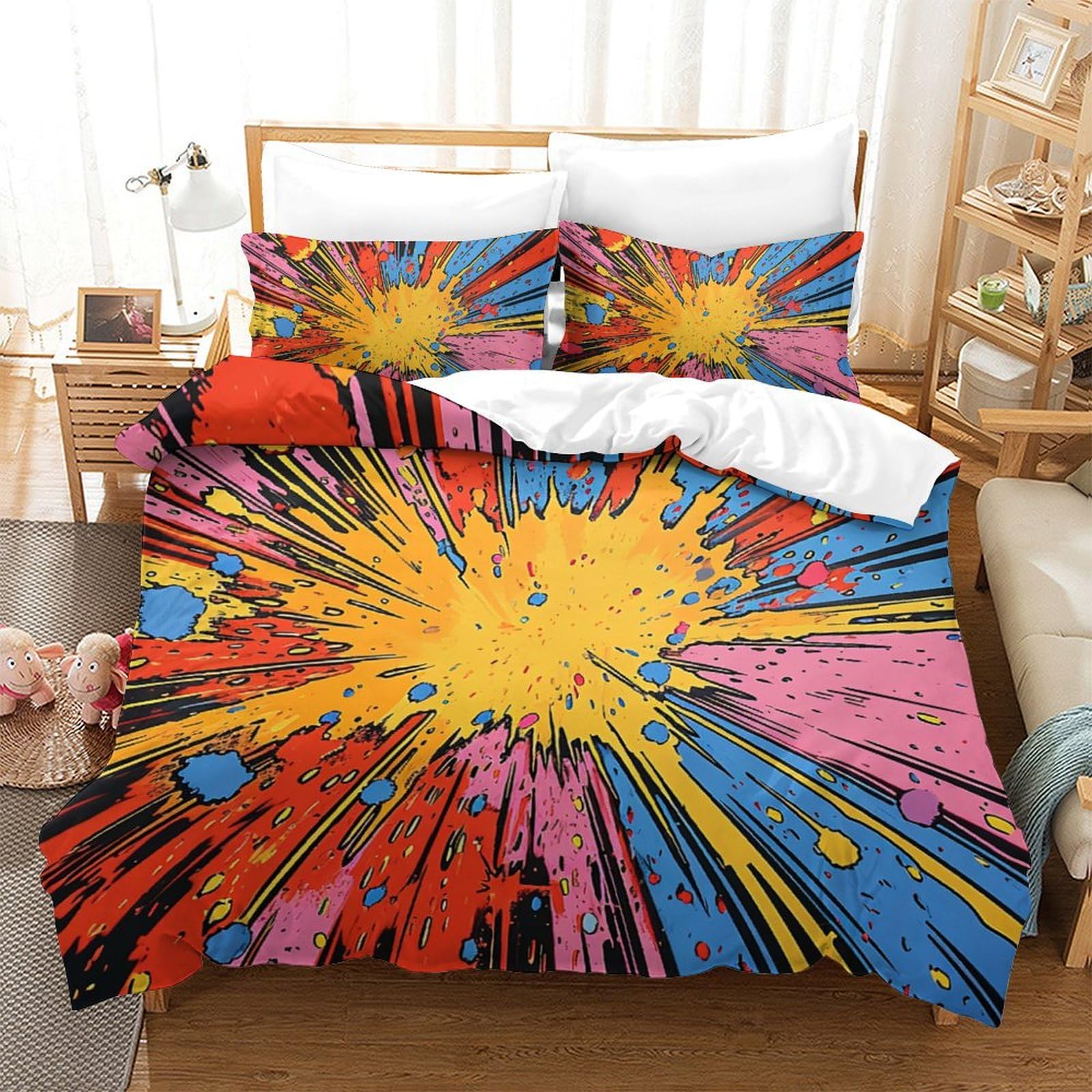 Housses de couettes microfibre respirante 200x200 cm avec imprimé 3D l'art de la couleur