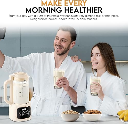 Miniatura 7 de Máquina para hacer leche de nueces, 54 onzas, 11 en 1, máquina de leche de avena y soja con 20 cuchillas, autolimpiante, mantiene el calor, inicio