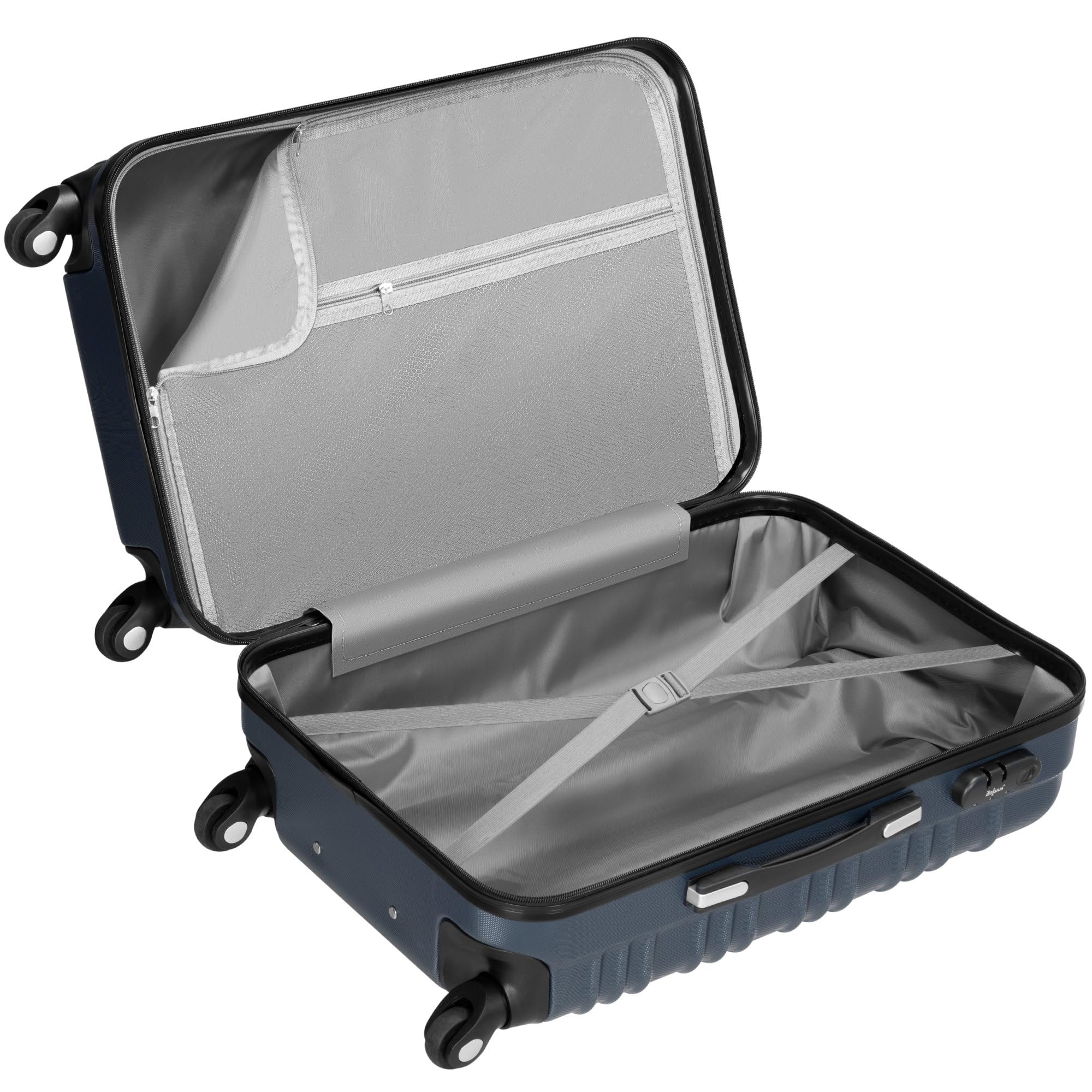Zelsius Set di valigie 4 pezzi, antracite | Valigia rigida in ABS con chiusura a combinazione, 4 ruote e divisorio interno | Valigia a mano, set di valigie rigide 4 pezzi, trolley, valigia grande