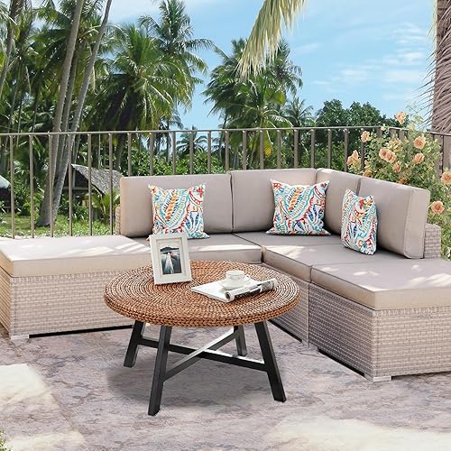 Miniatura 2 de RANDEFURN Mesa de centro redonda, mesa de cóctel de madera de pino maciza con marco en X y marco de X, fácil de montar, varios tamaños para sala de