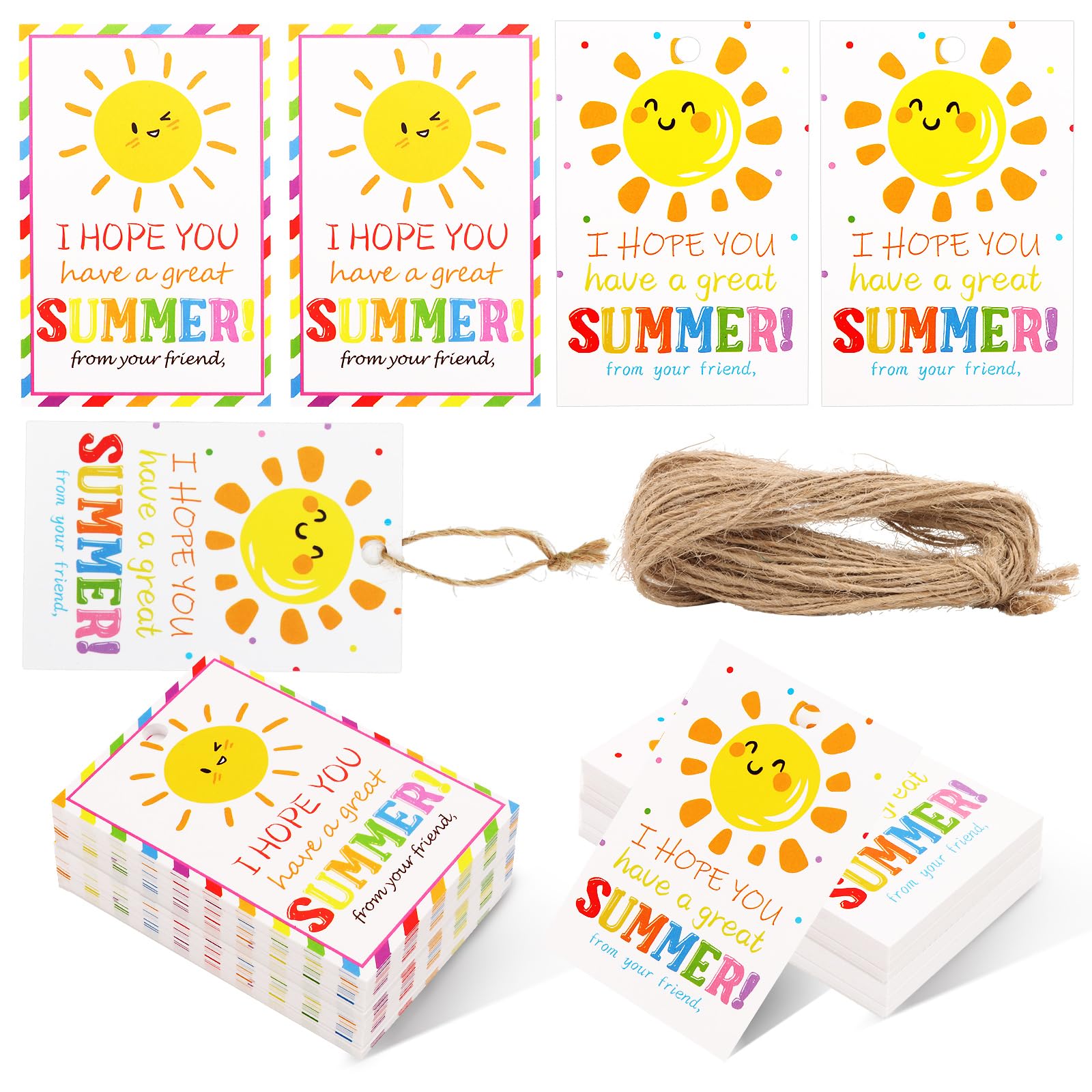 120PC End of School Year Gift Tags with String Attached Have a Cool Summer Paper Hang Tags for Summer Pool Beach Party Kindergarten Preschool
