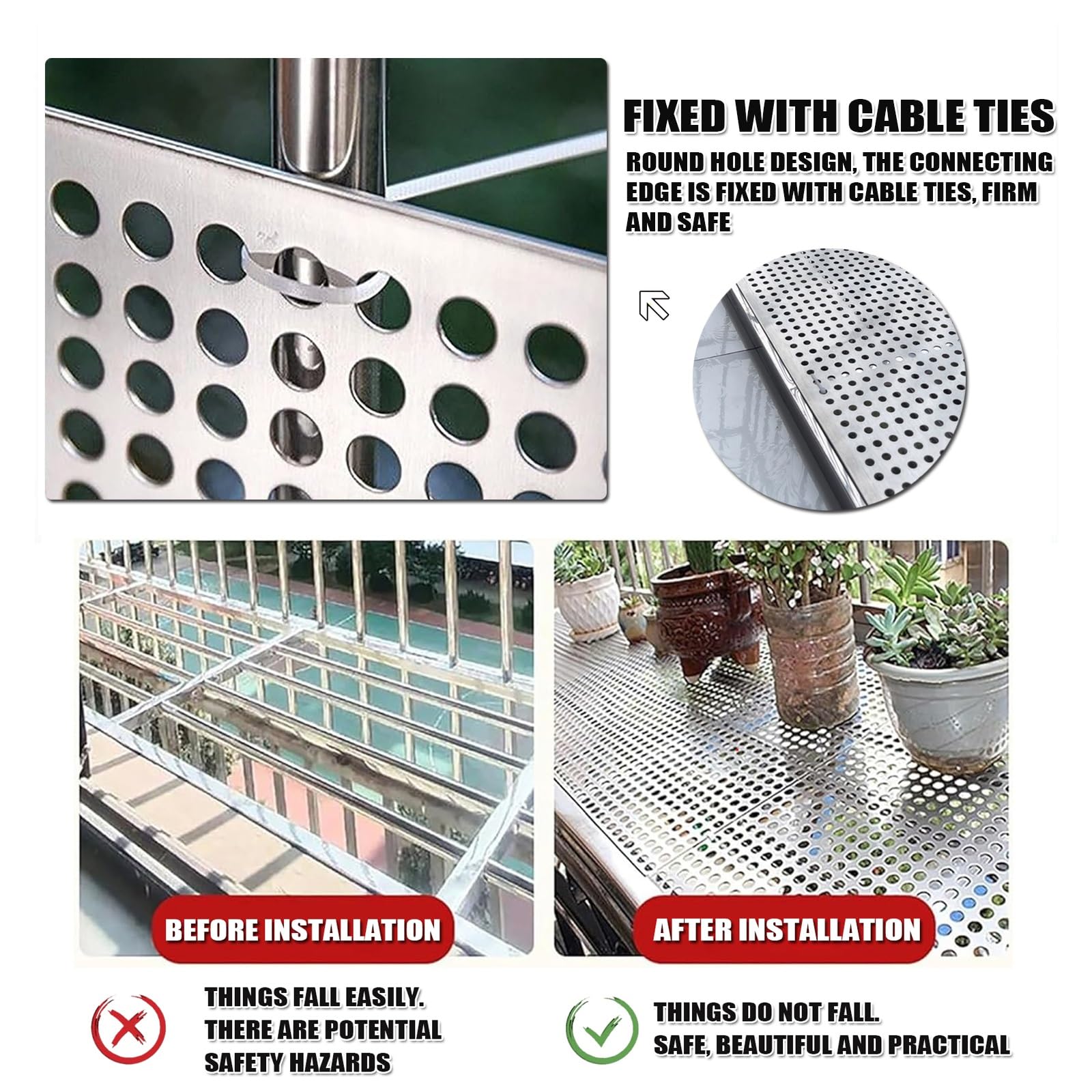 Plaque métallique perforée en acier inoxydable 304,filet de protection for balcon,treillis métallique for projets de bricolage,utilisé for la ventilation et la décoration(W10*L100cm/W3.93*L39.3in)