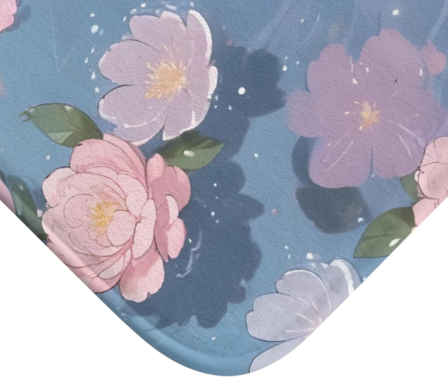 Pink Lotus Water Flower Bath Mat, Anime Kawaii Aesthetic, Blue Floral Cute Beach Home Decor Bathrooom Accessory