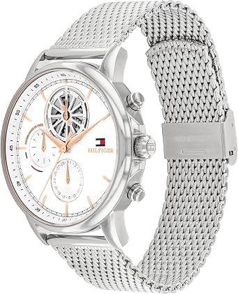 Tommy Hilfiger Analogue Multifunction Quartz Watch for Men with Skeleton Subdial and Stainless Steel Bracelet or Leather Strap