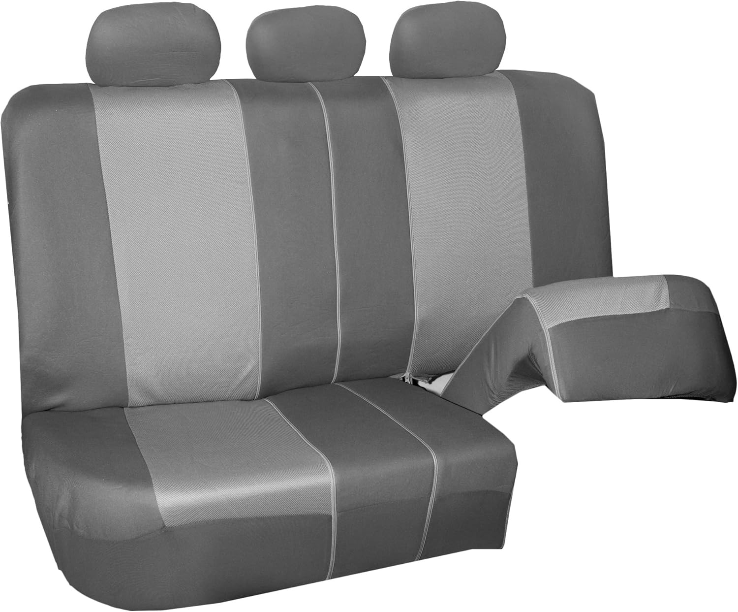 FH Group Universal Fit Car Seat Covers – Rear Bench Seat Cover Set with Zipper Design for Split Seats & Middle Armrest, Washable Twill Fabric Seat Covers for Cars, Trucks & SUVs, Gray