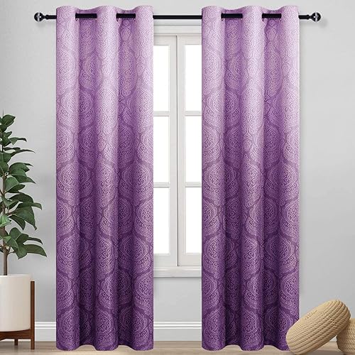 Miniatura 44 de DWCN - Cortinas blackout para dormitorio, diseño de damasco con aislamiento térmico y ojales, para sala de estar, juego de 2 paneles de cortina