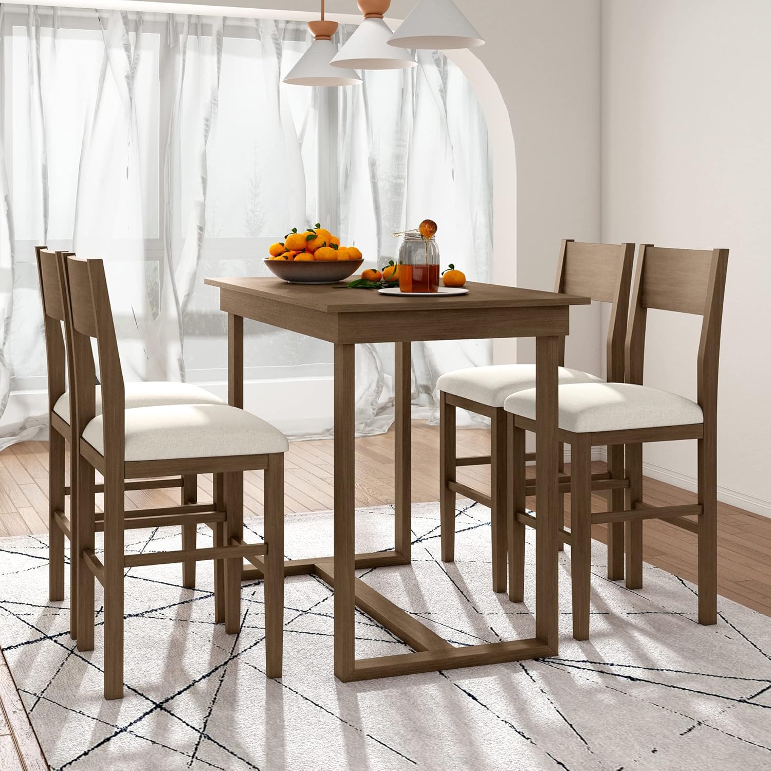 QVUUOU Modern Counter Height 5 Piece Dining Table Set