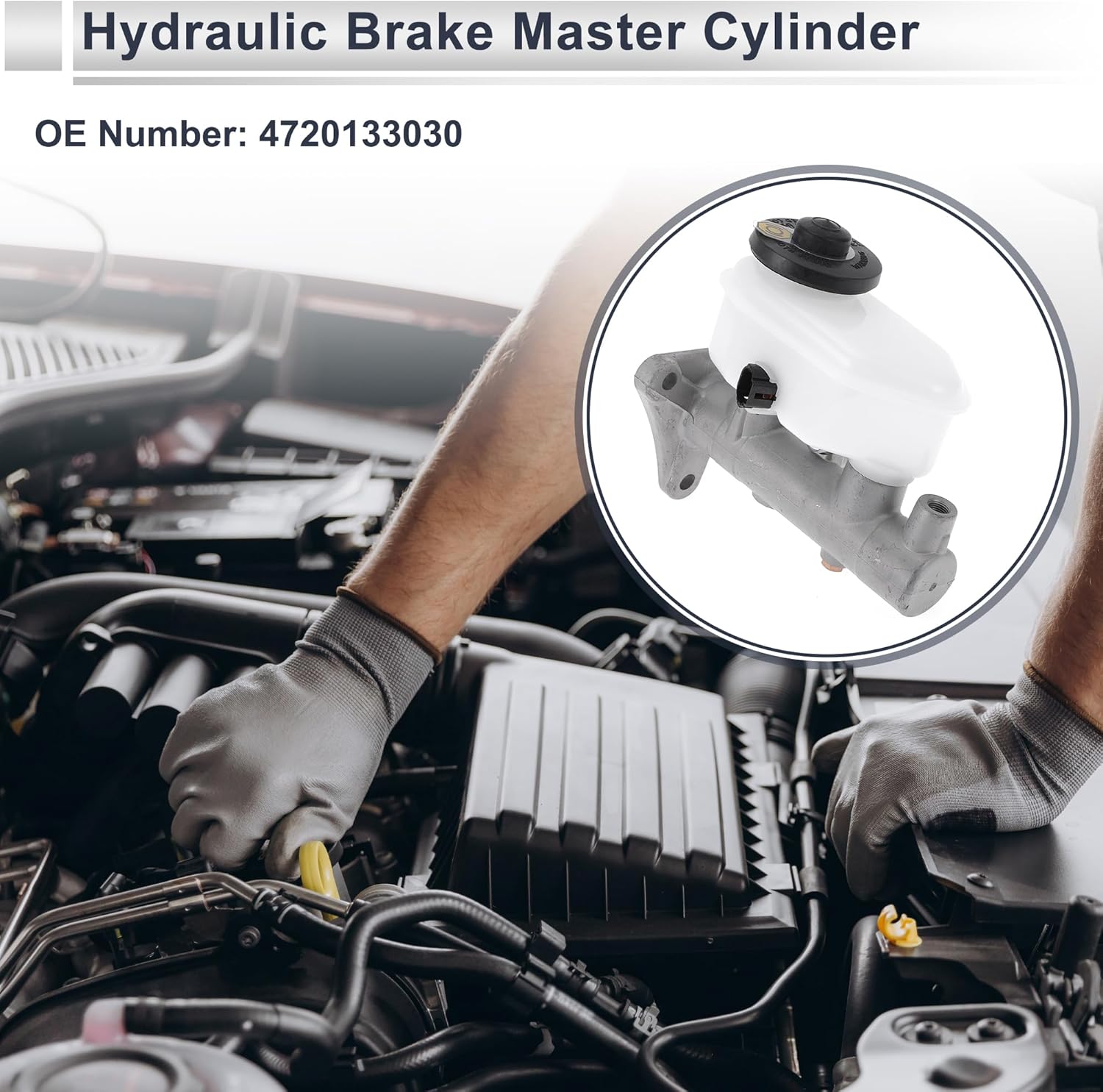 Engine Compartment Brake Master Cylinder for Toyota Camry 1992-1994 Durable Hydraulic Master Cylinder No.4720133030/M390048 with Reservoir 1 Pcs