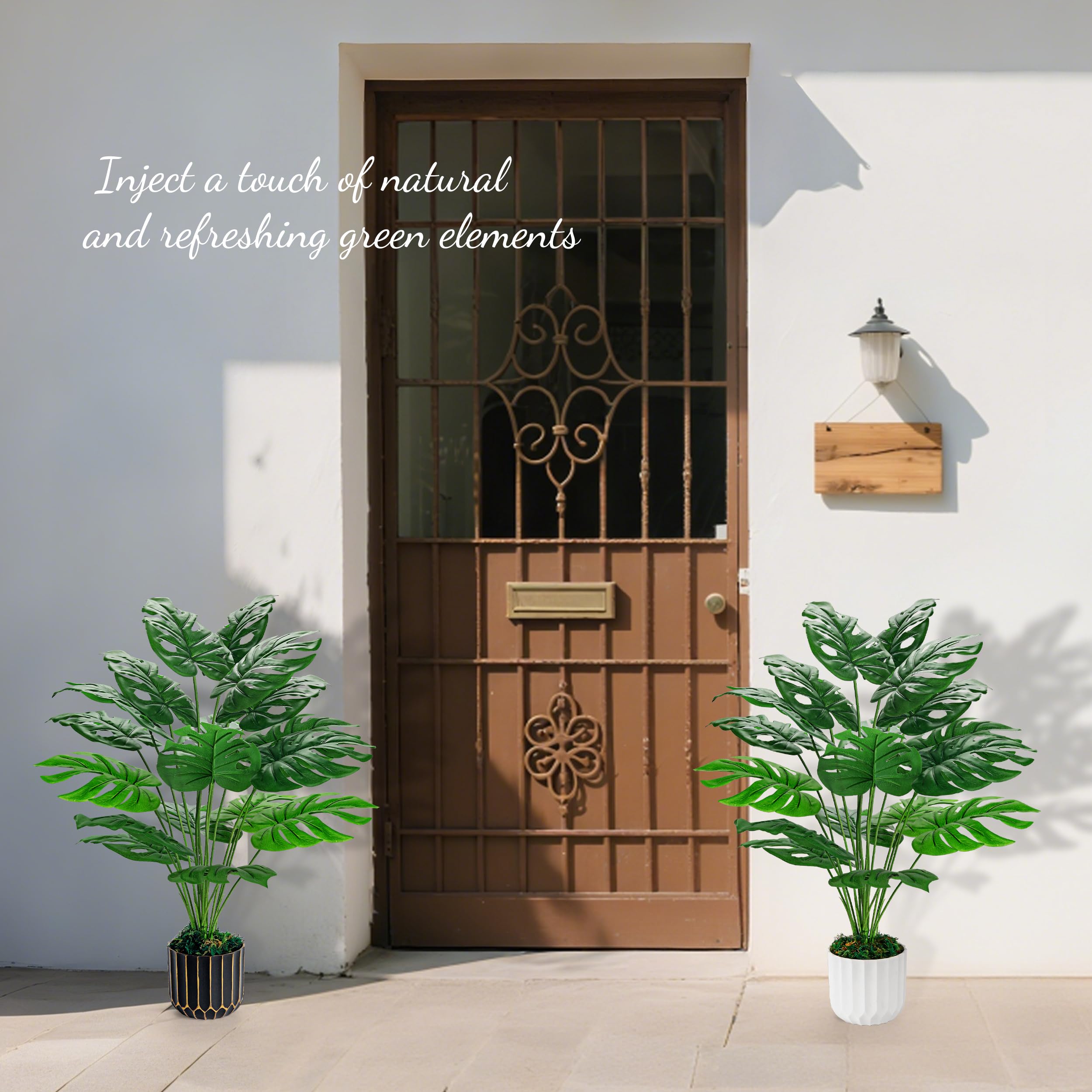 BTSD-home 2 pezzi 71 cm pianta artificiale pianta artificiale grande falsa pianta monstera piante artificiali ideale per balcone camera da letto soggiorno camera da letto arredamento
