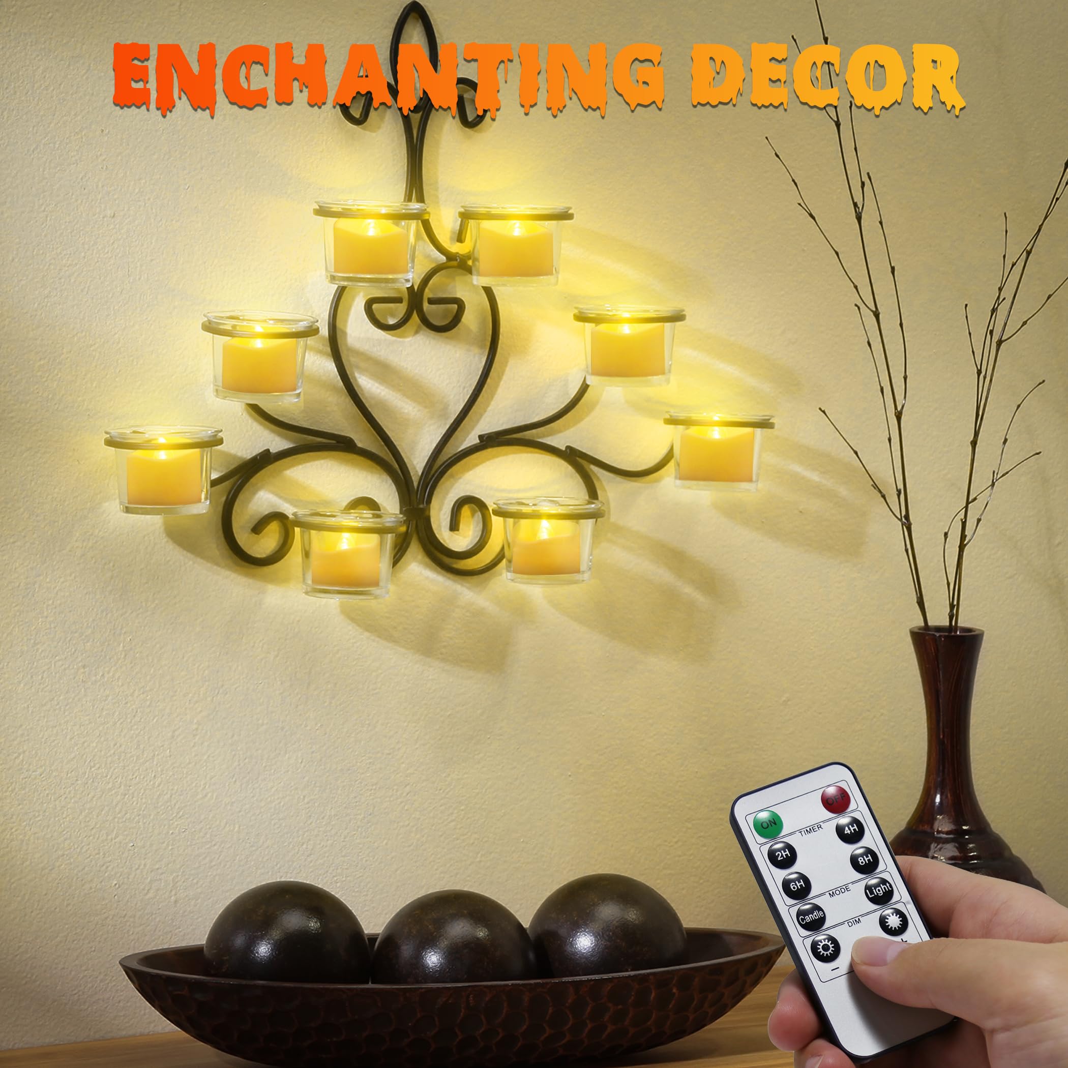 12 Candele LED Rosse Ricaricabili Con Telecomando E Timer - Effetto Fiamma Realistico Per Decorazioni - 6