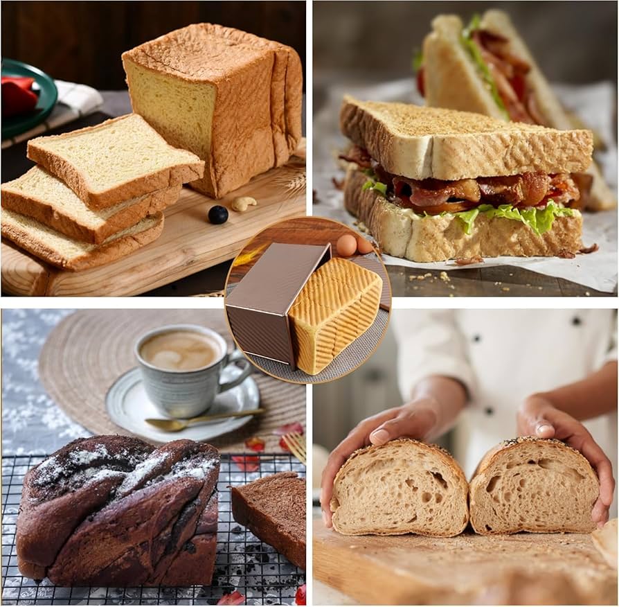 Amazon.com: Spmarkt 2-pack 2.2lb Gold Pullman Loaf Pan with