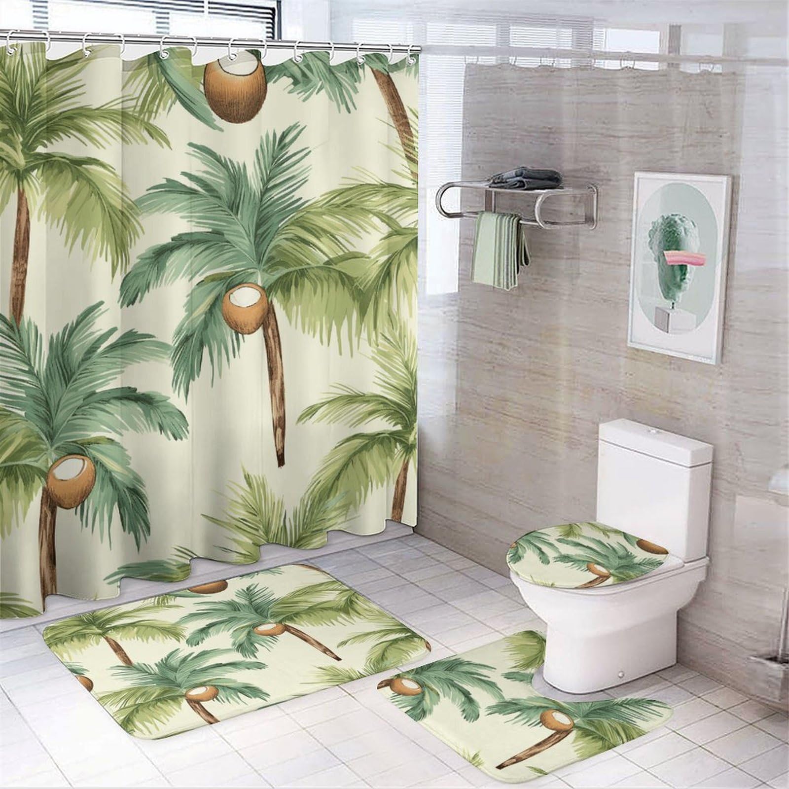 Ensemble de salle de bain 4 pièces au design exotique et coloré