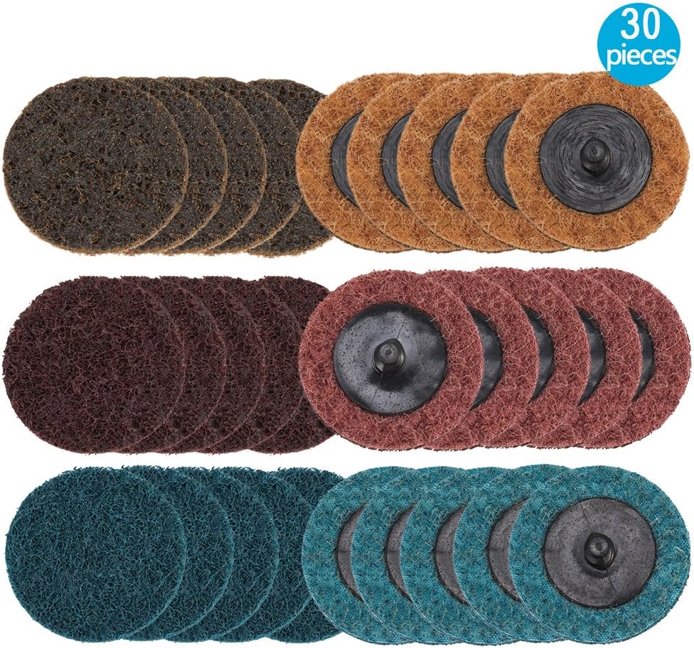 Santu 2 inch 30 Pcs Quick Change Discs,sanding discs for surface prep,paint & rust stripping,grinding,polishing & finishing R-Type Course/Medium/Fine grit