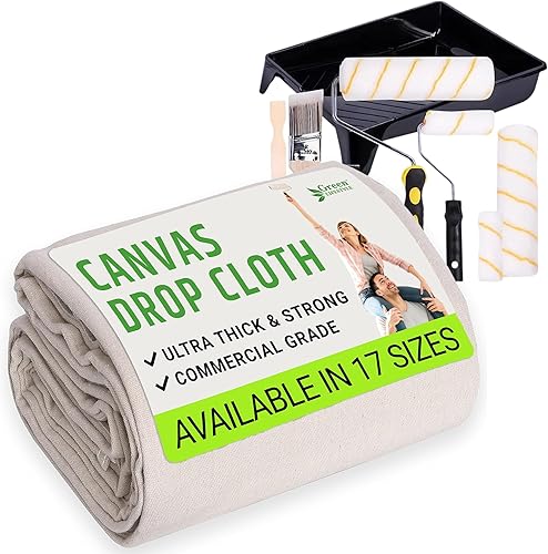 Miniatura 10 de Tela de lona de 4 x 5 pulgadas, lona de tela para gota, cortinas de tela para pintar pintores, tela de gota, pintura, lona, suministros de pintura,