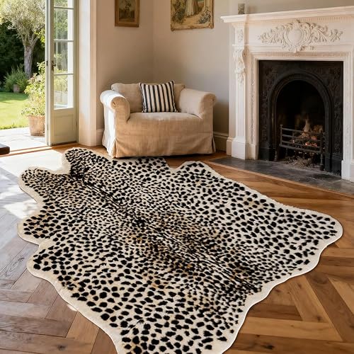 Leopard Print Rug,Large Cheetah Rug for Bedroom 6.2'x8' Faux Animal Carpet