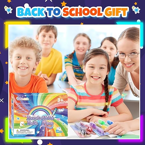 Miniatura 6 de GIFTINBOX Invisible Ink Pen with UV Light for Kids, 12PCS Spy Pen Party Favors for Kids 8-12, Magic Marker for Secret Message, School Supplies
