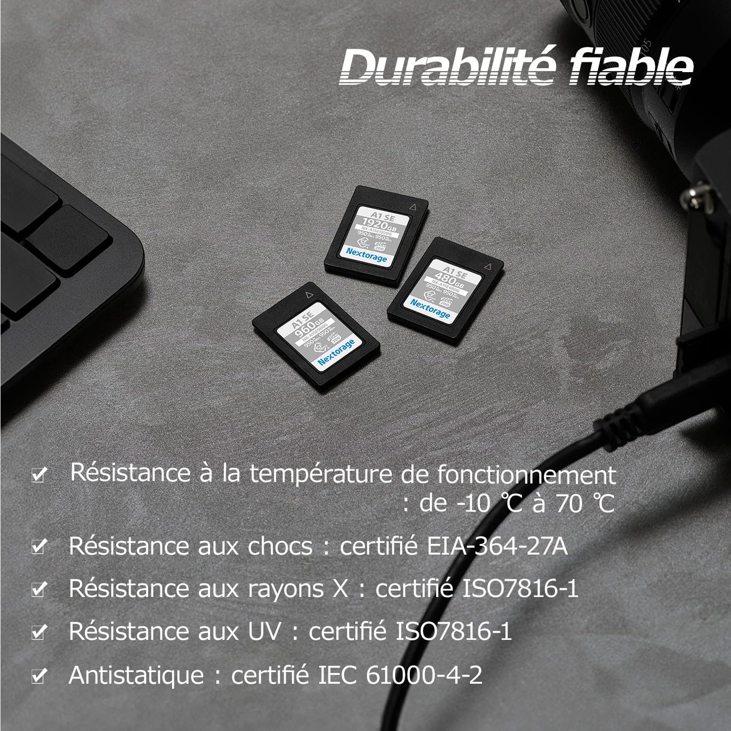 Nextorage CFexpress Type A 480Go Carte mémoire VPG200 Japonaise pour Sony Fujifilm A1SE