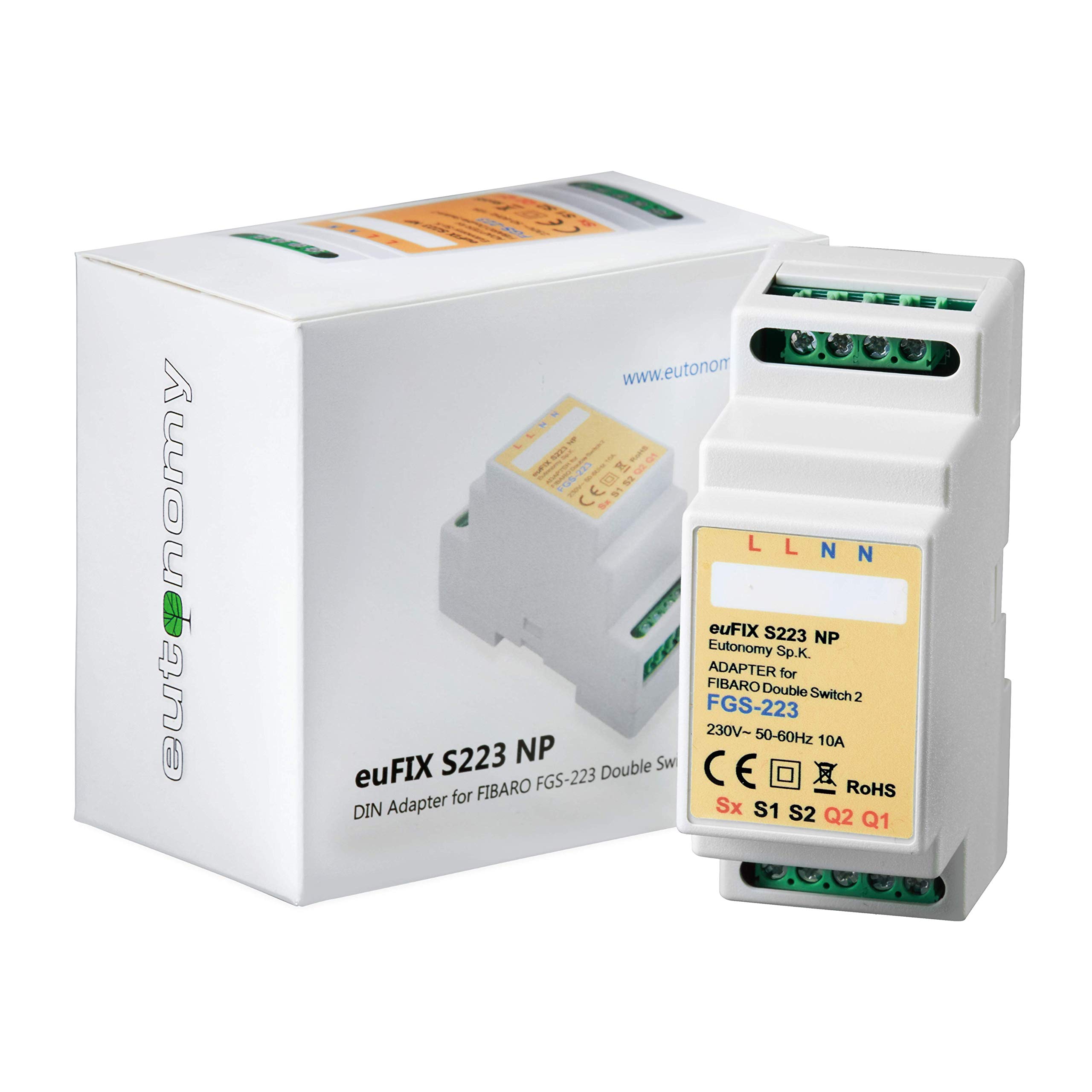 Eutonomy Eutonomy euFIX DIN Rail Adapter for FIBARO Double Switch, without buttons, S223NP