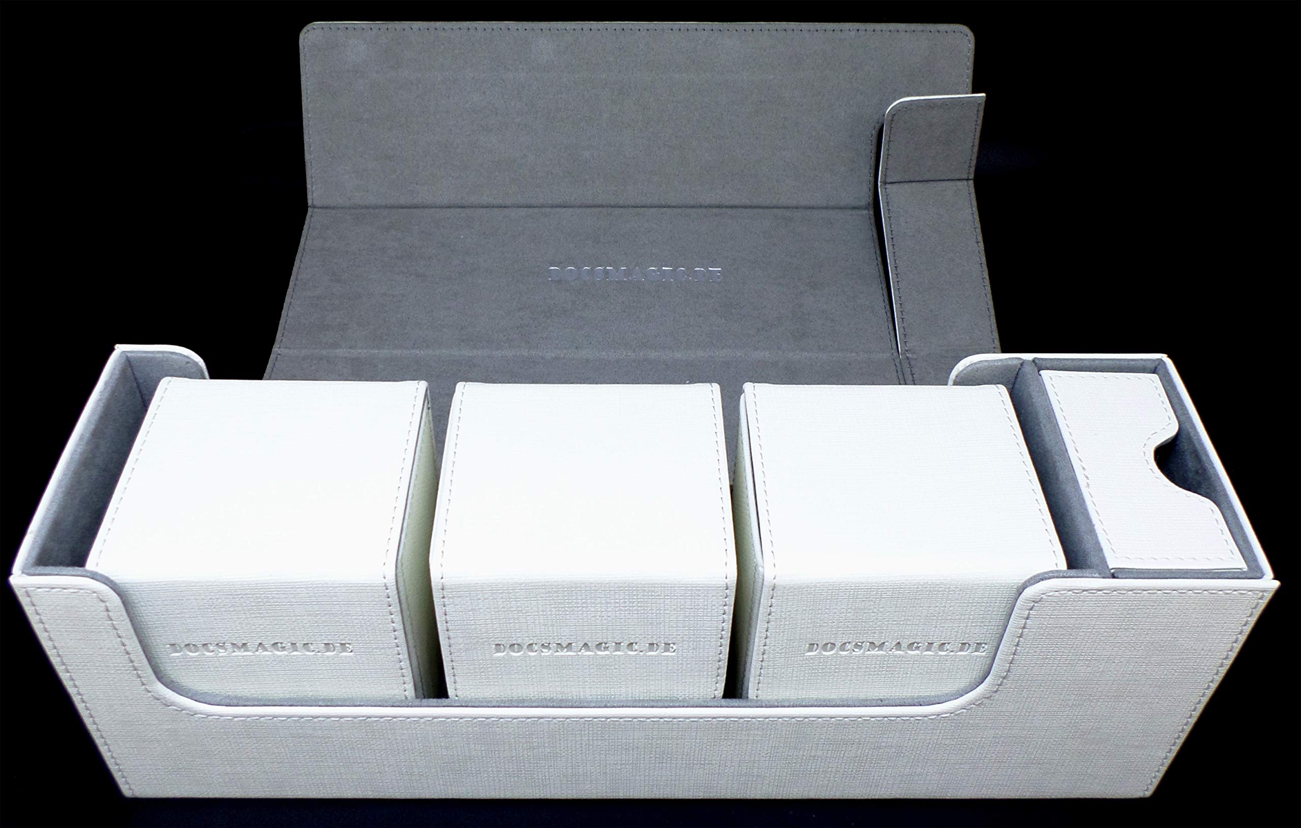 docsmagic.de Premium Magnetic Tray Long Box White Medium + 3 Flip Boxes - Bianco