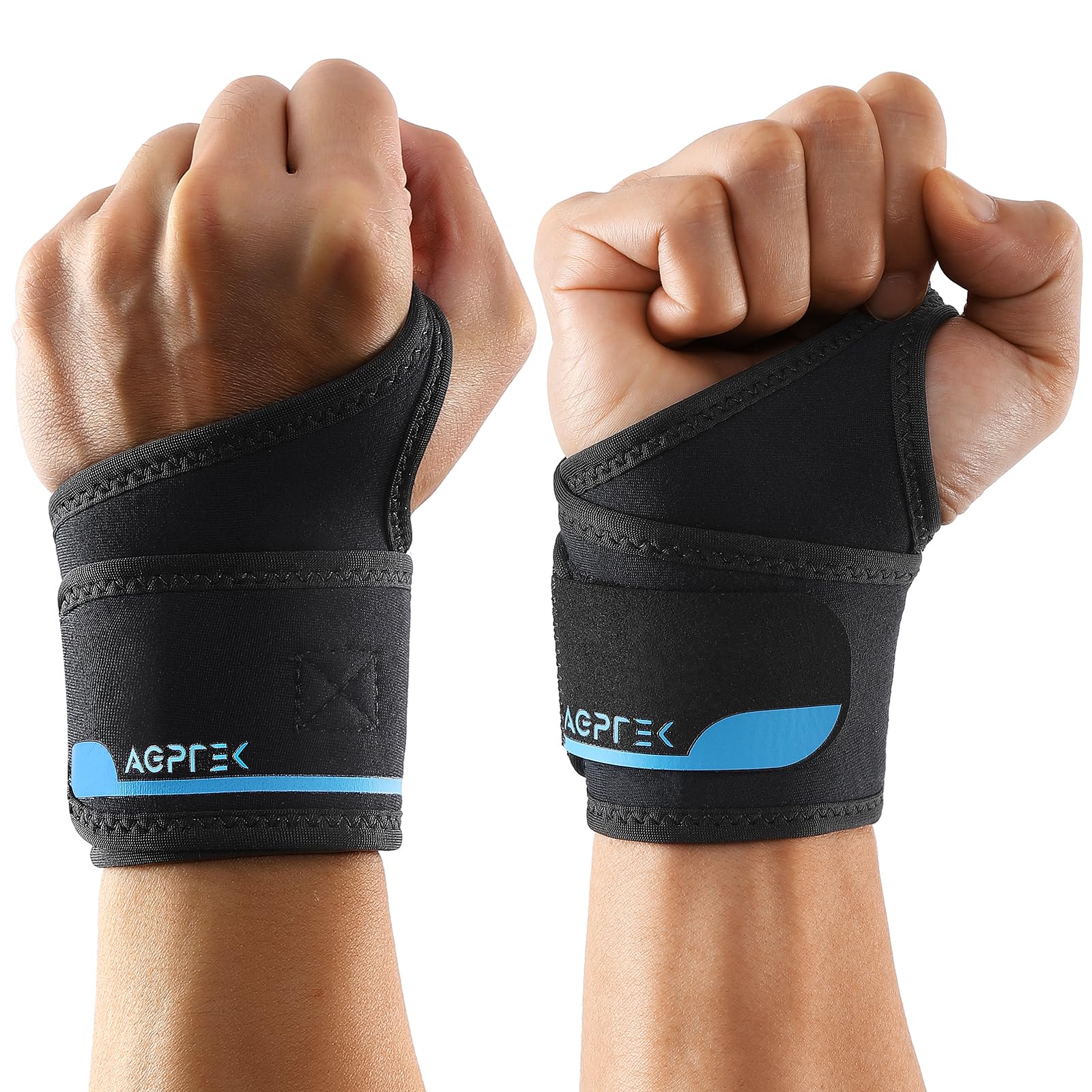 AGPTEK Tutore Polso Supporto Protezione, Fascia Polso per Tunnel Carpale, Polsiera Traspirante per Palestra, Tennis, Lavoro al Computer, 1 Paia