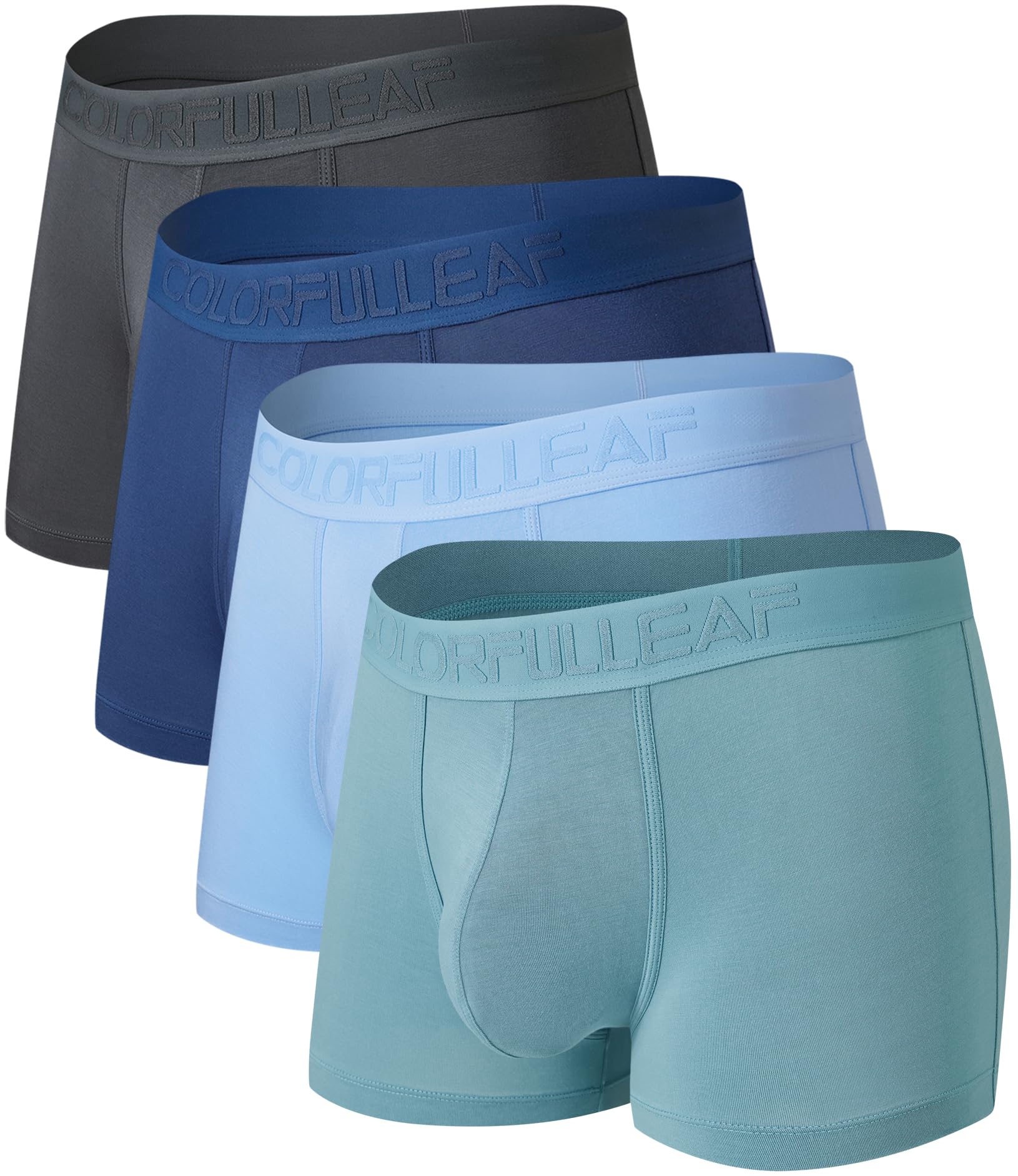 COLORFULLEAF Mens Boxer Briefs Short Leg Soft Rayon Made From Bamboo Underwear Trunks for Men Pack