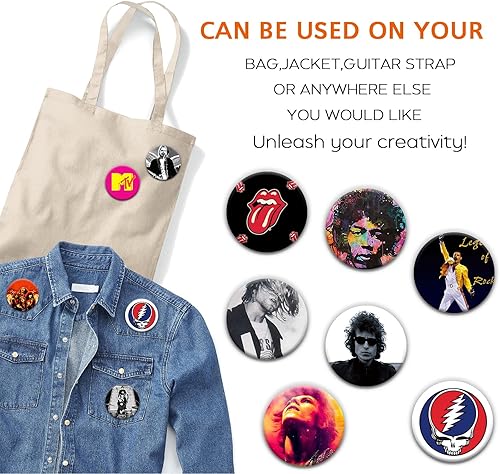 Miniatura 5 de I Love Rock and Roll - Juego de 18 pines de 2.28 pulgadas, broche de marca genial, insignias de música para cantante para ropa, bolsas, mochilas,