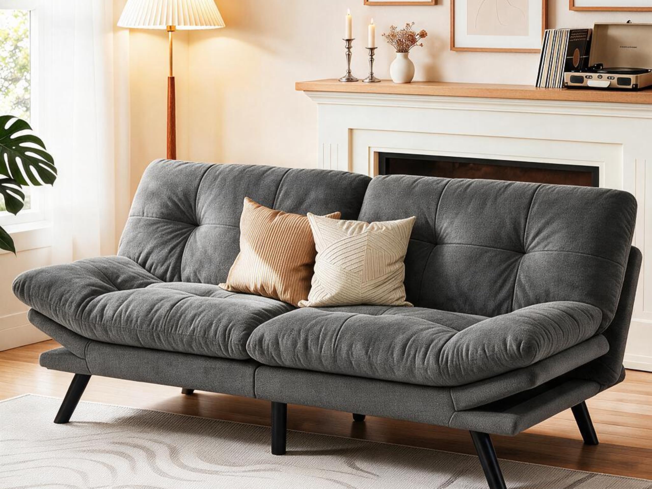 YITAHOME 70 Inch Memory Foam Futon in Dark Grey