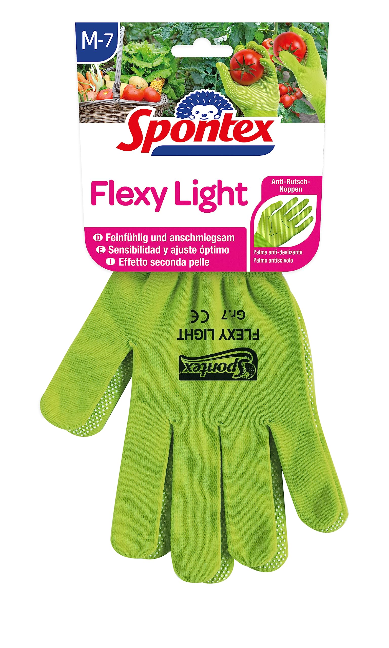 Spontex Flexy Light Ladies Flexible Gloves for Gardening and Hobby Work with Non-Slip Nubs, Textile Knit, Size M, 1 Pair Health & Personal Care