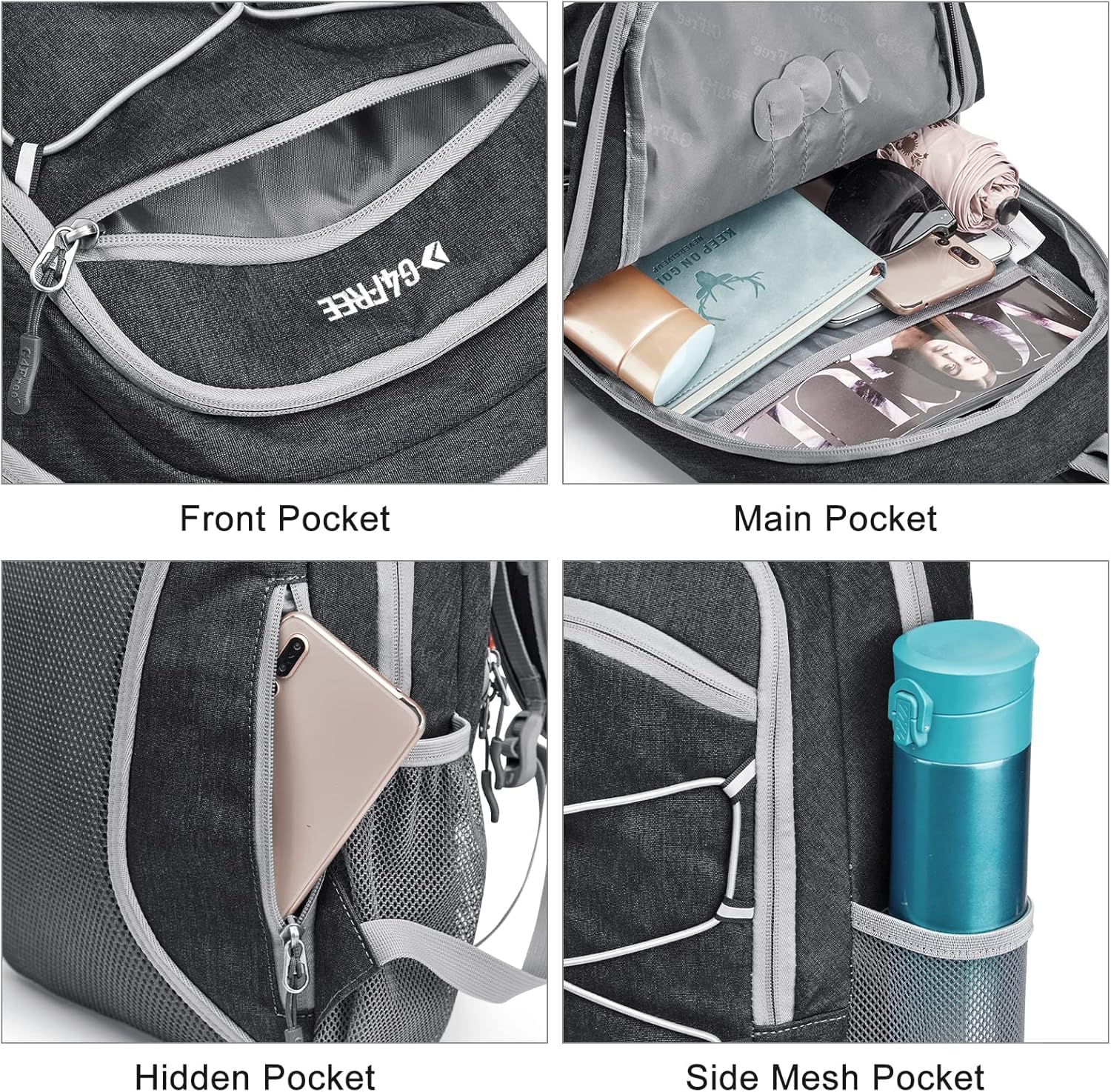 G4Free 12L Small Hiking Backpack RFID Mini Rucksack Compact Multipurpose Daypacks for Men Women Camping Walking Daytrip Travel