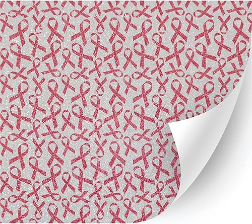 HTV4U SparklePrint - Vinilo de transferencia de calor con patrón de concienciación sobre el cáncer de mama (cinta rosa mixta, 13.5 pulgadas x 3