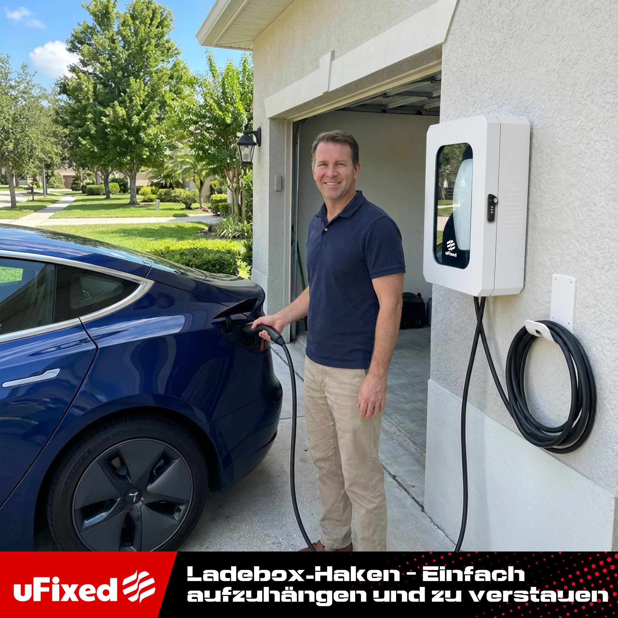Weißer EV-Ladestation Schutzkasten – Wetterfest, Mit Schloss & Sichtfenster, Kompatibel mit Tesla Wall Connector & Wallbox Pulsar Plus, Einfache Montage
