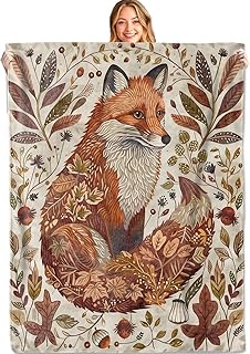 Autumn Fox Throw Blanket, 40x50in, Soft, Lightweight Flannel,Woodland An...