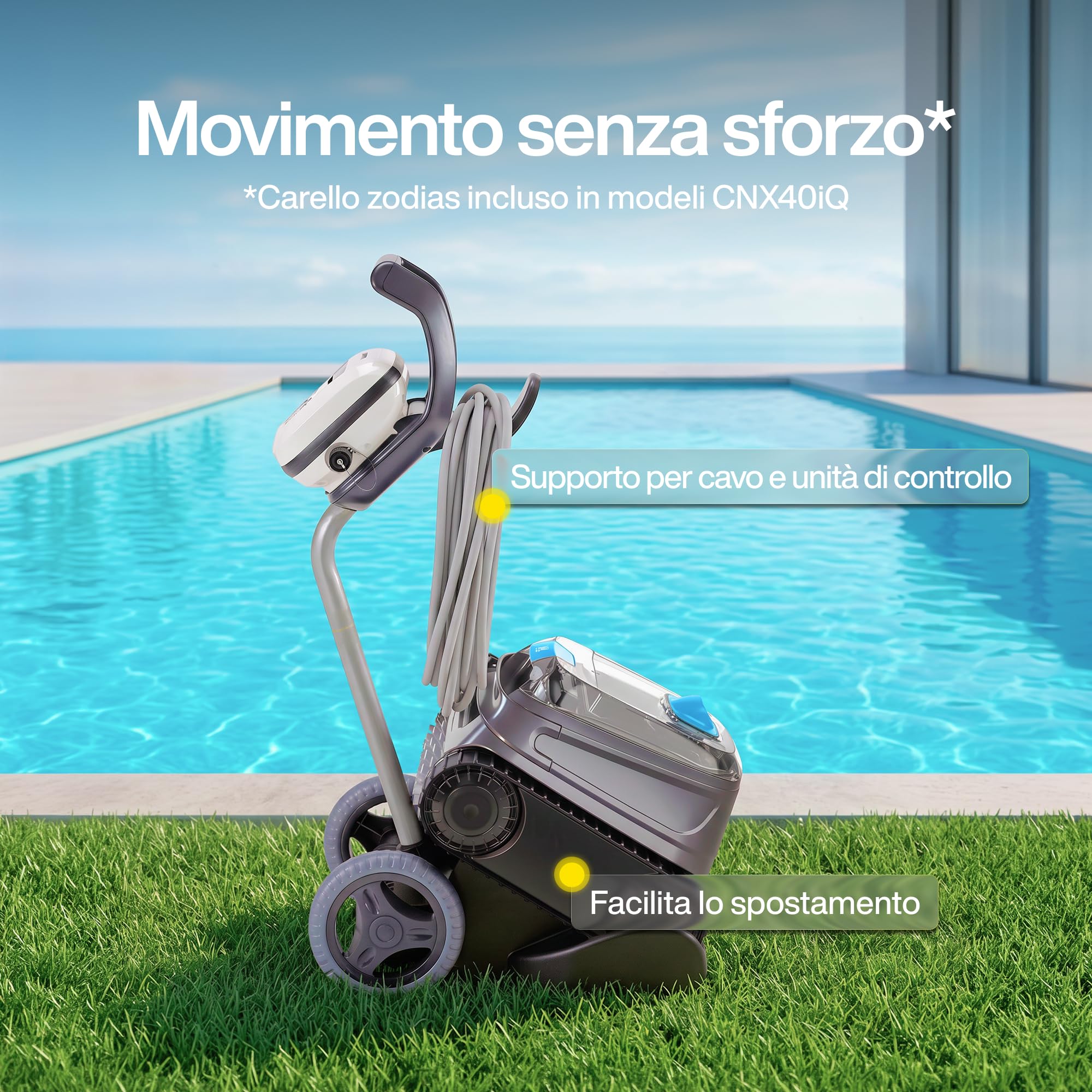 Zodiac CNX 40 iQ. Robot Pulitore di Fondo con Cavo. App. Piscine fino a 72 m²
