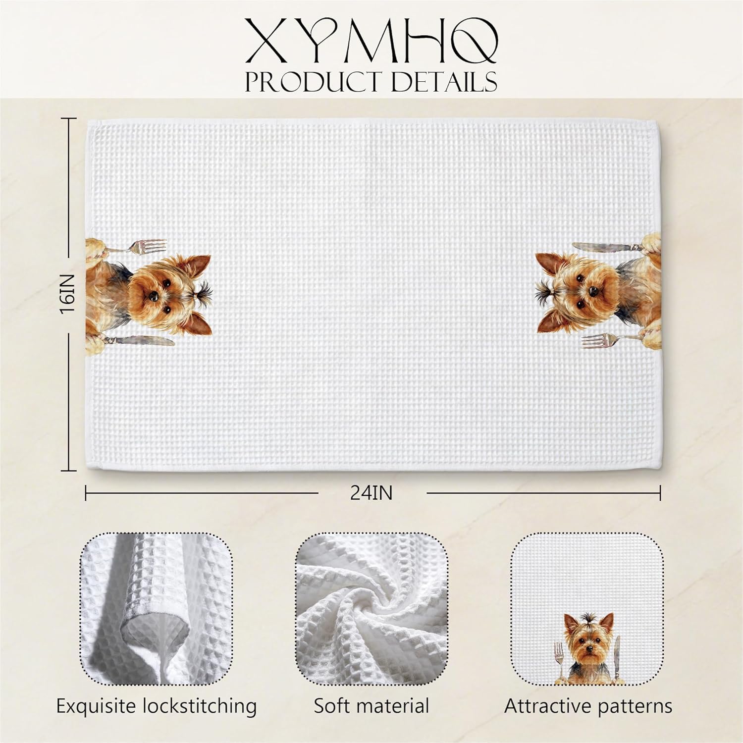 Funny Yorkshire Terrier Gift Hand Towels for Kitchen, Yorkie Lovers Gifts for Women Men, Yorkshire Terrier Gifts Kitchen Dish Tea Towels, 16x24 Inch - Image 6