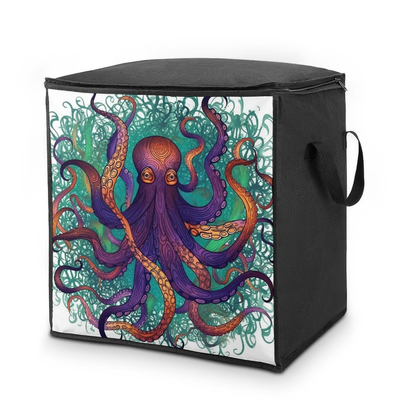 70L Colorful Octopus Storage Bag With Zipper Closet Organizers with Handle for Home Storage Organizer for Blankets Quilts Clothes Comforter Bedding And Pillows