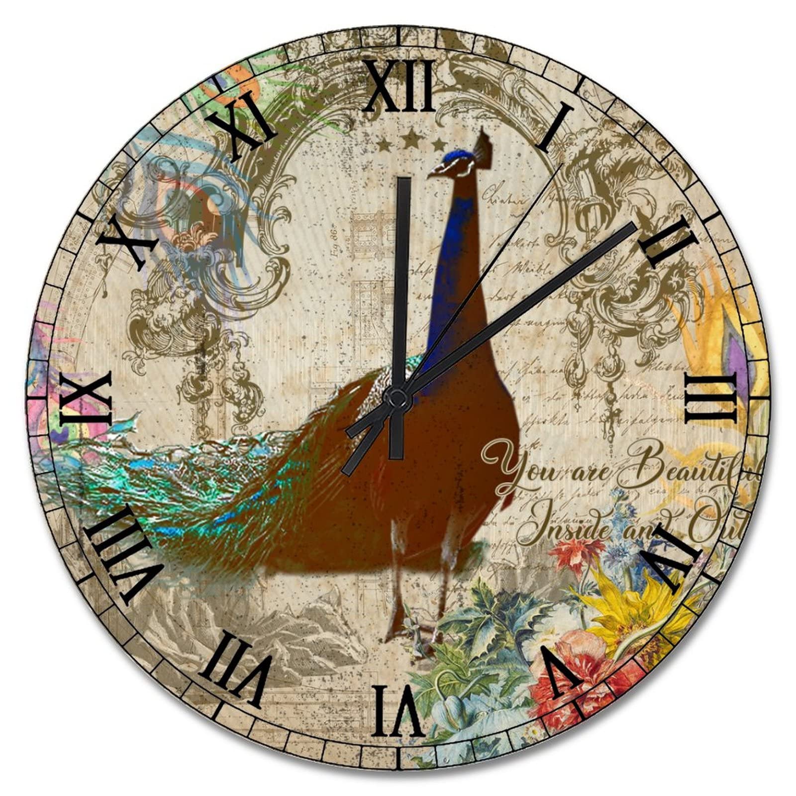 Horloge murale ethnique pour cuisine et bureau retro boheme chic