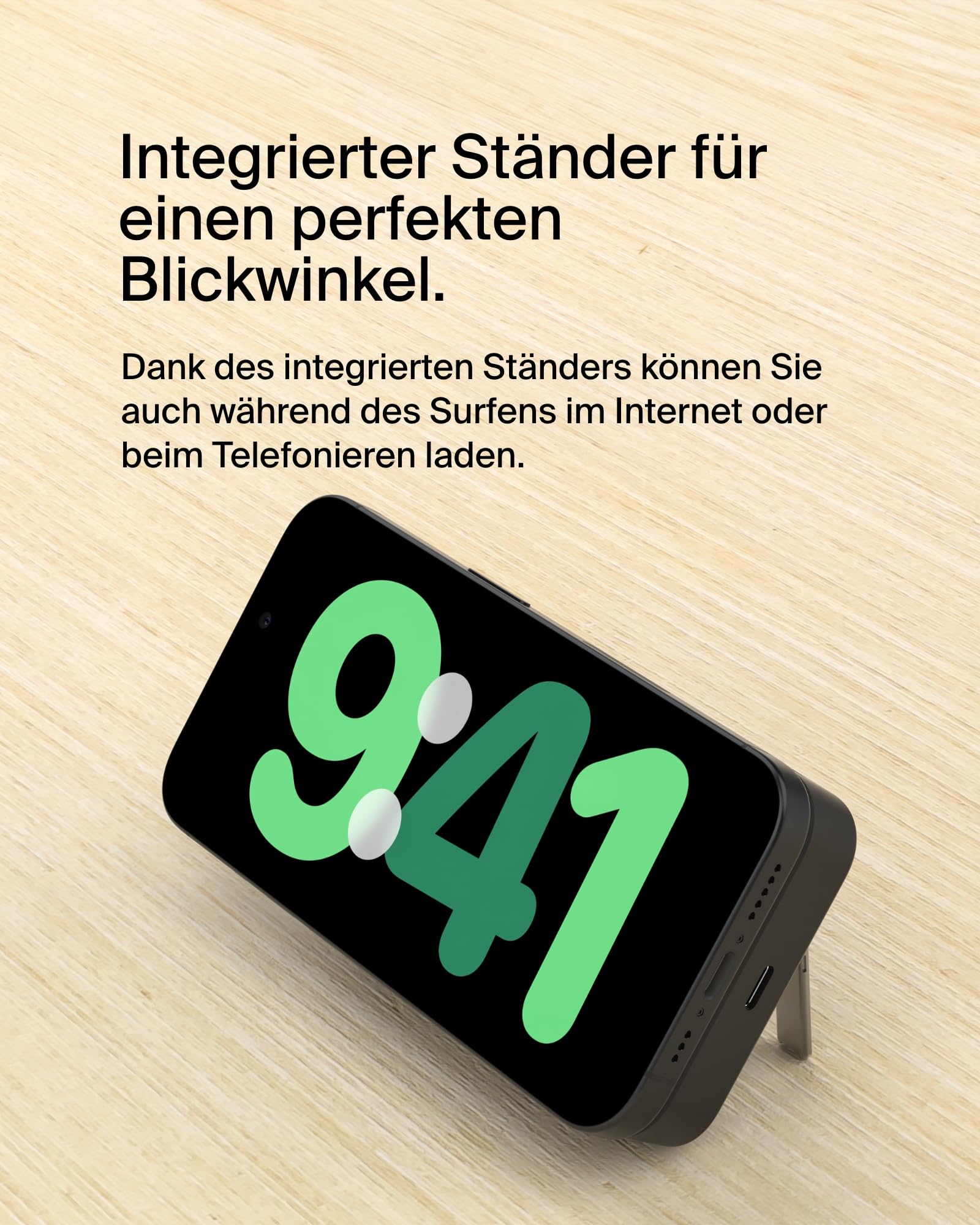 Belkin BoostCharge Pro Kabellose Powerbank 10000mAh mit Qi2, MagSafe-Kompatibles Tragbares Ladegerät mit Integriertem Ständer, für iPhone 17, iPhone Air, iPhone 16, 15, 14, Pixelsnap usw. – Schwarz