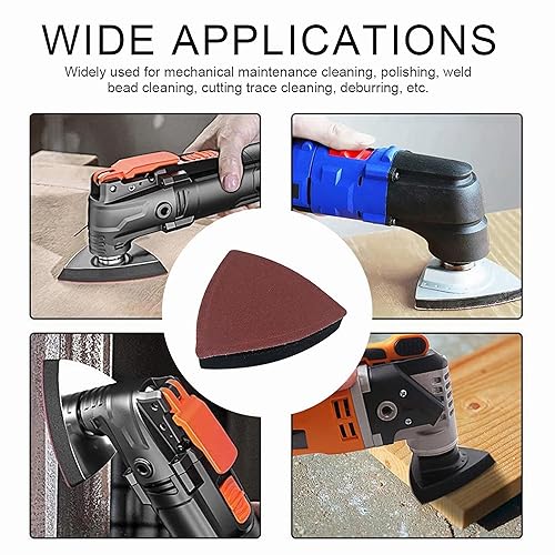 Miniatura 6 de Kit de 133 piezas de almohadillas de lijado para herramienta oscilante, 125 papeles de lija, 2 almohadillas de lijado triangulares y 6 almohadillas