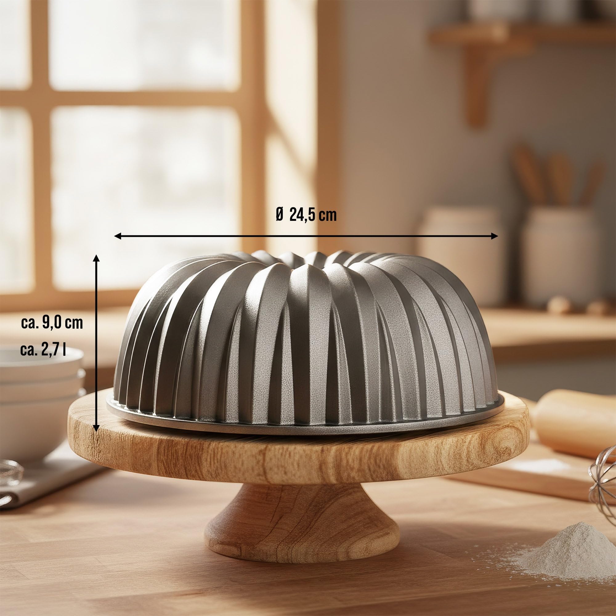 STONELINE® Gugelhupf Backform, 24,5 cm, Aluguss, Antihaftbeschichtung mit echten Steinpartikeln, Kuchenform