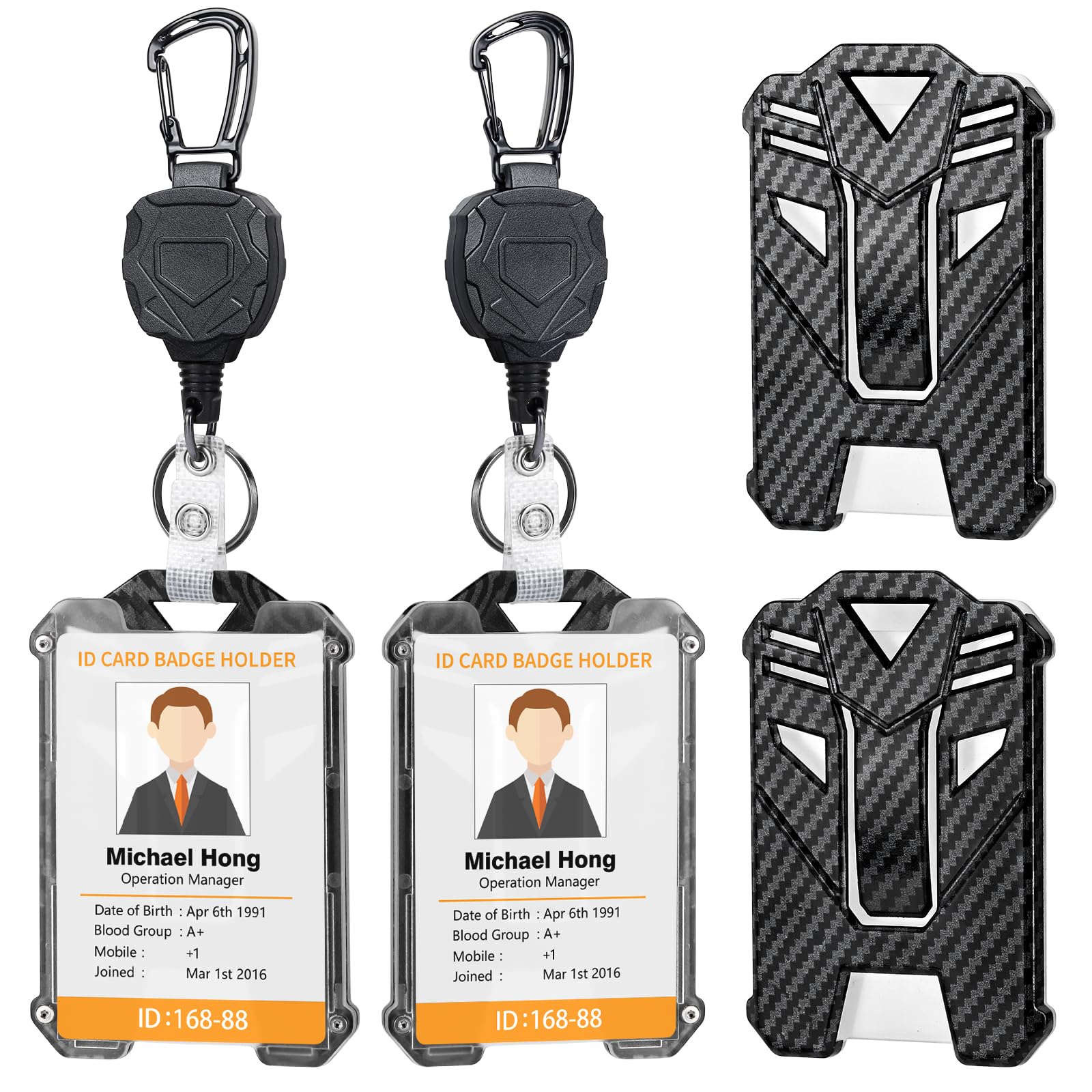 SAVORI Retractable Badge Holder, 31.5” Heavy Duty Badge Reels with Tactical ID Card Holder, Vertical Id Holder with Keychain (2)