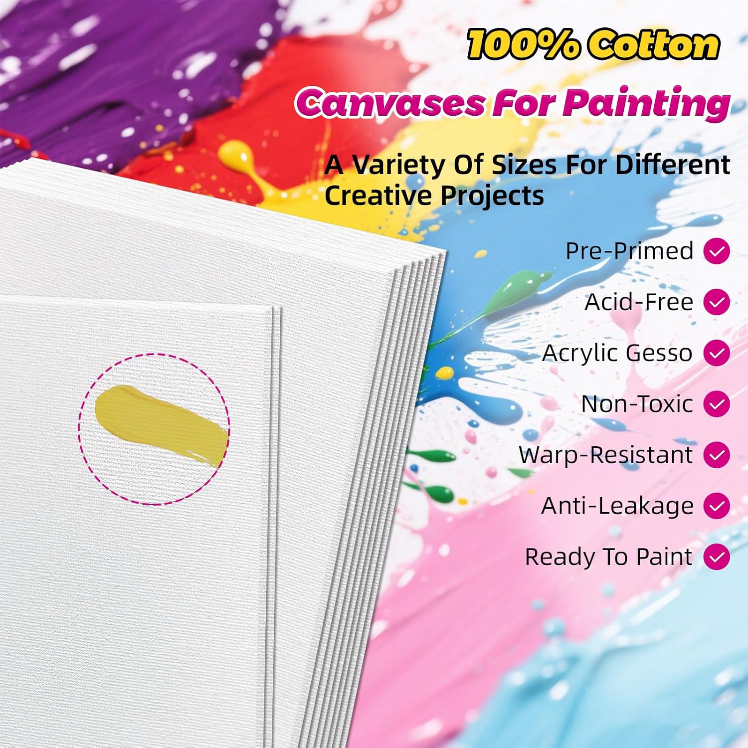 10 Pack 11"x14" Canvas Panels for Painting, Art Painting Supplies