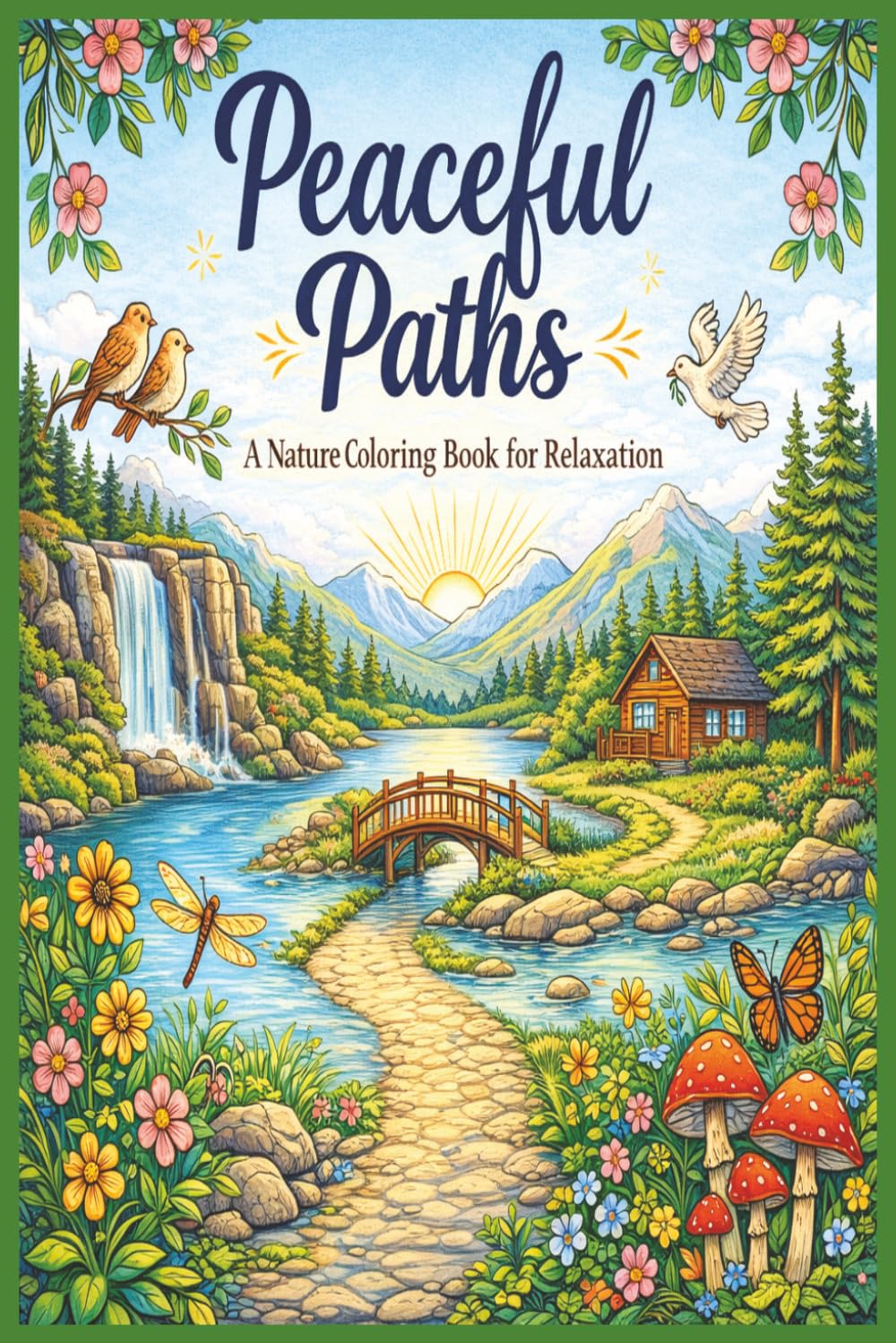Peaceful Paths: A Nature Coloring Book for Relaxation: Calming Landscape Scenes, Woodland Paths, and Peaceful Nature Coloring for Adults | 6x9 inches | 30 + unique pictures