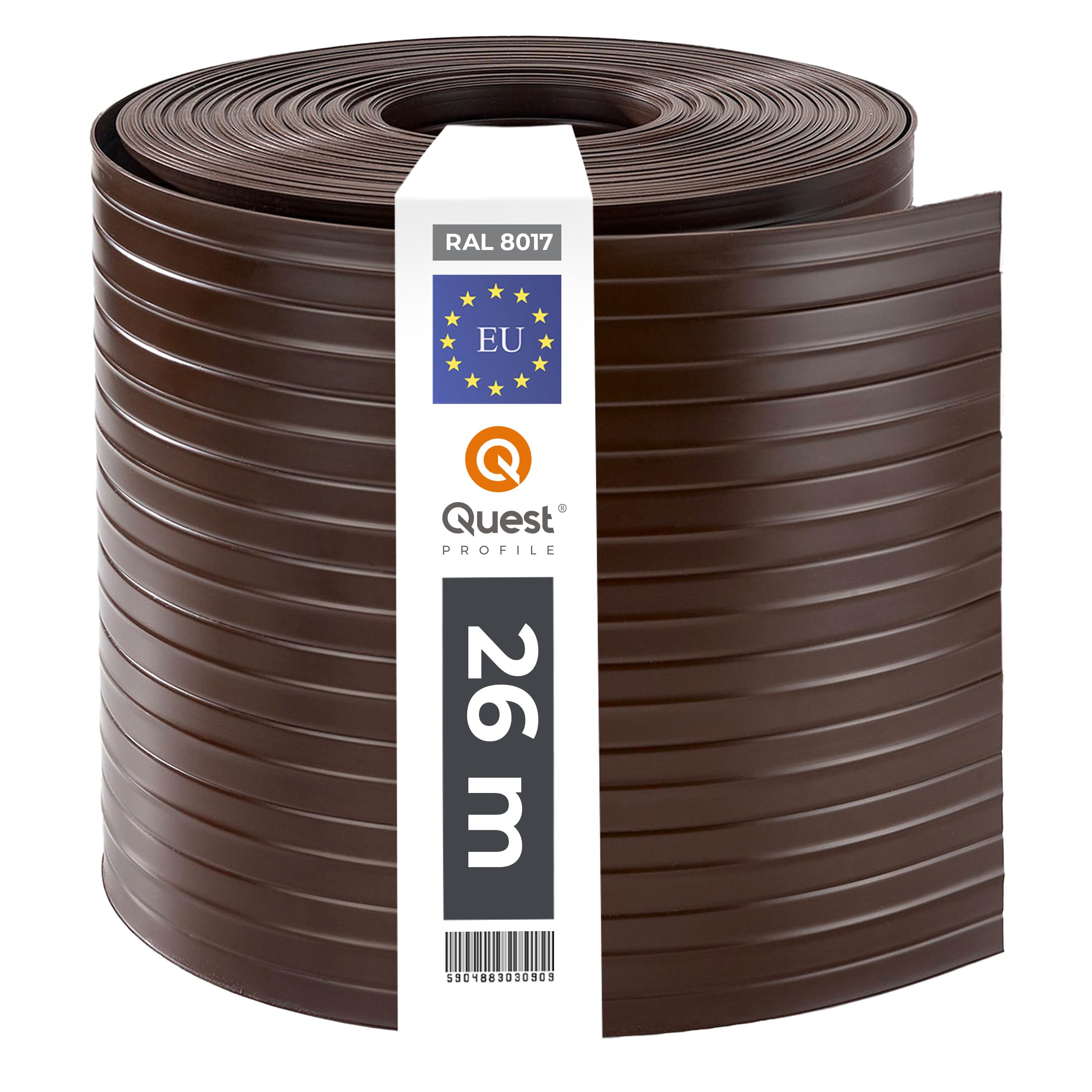 Quest Striscia Frangivista PVC Rigido 19 cm - Marrone, 26 m | Paravento per recinzione a doppia asta, per giardino, balcone e terrazza, resistente ai raggi UV, 900 g/m2, tutela la privacy