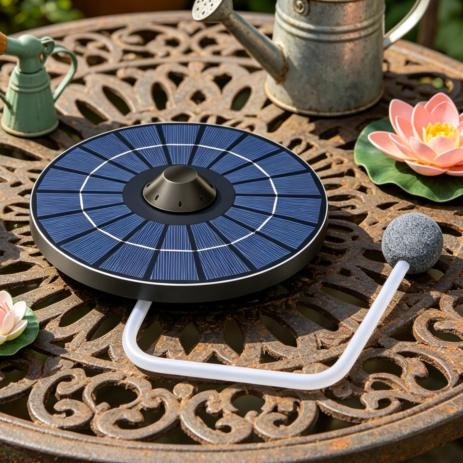 Aireador de estanque con energía solar,Bomba de aire silenciosa de 2,5 vatios con manguera de aire de 1,5 metros incluida - Set con bomba de oxígeno flotante,Para Acuarios Exteriores Jardín Paisaje
