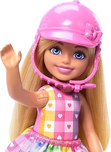 Miniatura 3 de Barbie Chelsea - Juego de muñeca y caballo de juguete, incluye accesorio para casco y silla de montar, muñeca pequeña que se dobla en las rodillas