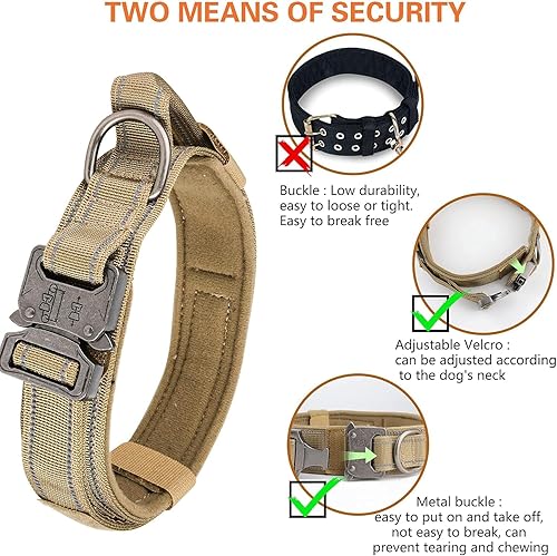 Miniatura 32 de KCUCOP - Collar táctico para perro, collar militar para perro, collares para perro Tactipup, ajustable, hebilla de metal resistente para perros M, L